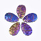 Electroplated Natural Dragon Blood Jasper Pendants, Rainbow Plated, teardrop, Colorful, 47x30~30.5x7mm, Hole: 1.2mm