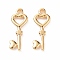 304 Stainless Steel Pendants, Key, Golden, 20x7.5x2mm, Hole: 1.5mm