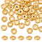 Brass Beads, Long-Lasting Plated, Matte Style, Textured, Flat Round, Real 18K Gold Plated, 7.5x2.3mm, Hole: 1.8mm, 50pcs/box