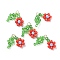 Glass Beaded Pendants, with Brass Loops, Flower of Life Charms, Red, 18~20x23~24x5~5.5mm, Hole: 2.5mm