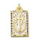 Brass Micro Pave Cubic Zirconia Pendants with Enamel, Cadmium Free & Nickel Free & Lead Free, 
Rectangle, WhiteSmoke, 42x25x3mm, Hole: 9x6mm