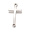 Non-Tarnish 201 Stainless Steel Links connectors, Latin Sideways Cross, Stainless Steel Color, 24.5x11.5x1mm, Hole: 1.5mm