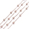 Ion Plating(IP) 304 Stainless Steel Cable Chains, with 304 Stainless Steel Beads, Soldered, with Spool, Rose Gold, Link: 1.5x1.2x0.2mm, Beads: 3mm, about 32.8 Feet(10m)/roll