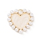 Rack Plating Brass Enamel Pendants, with Plastic Imitation Pearl, Heart Charms, Long-Lasting Plated, Cadmium Free & Lead Free, Real 18K Gold Plated, 19x20x3.5mm, Hole: 1.4x3.5mm