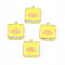 Transparent Acrylic Beads, with Enamel, Square with Duck, Champagne Yellow, 24x23x8mm, Hole: 3mm