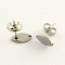 Non-Tarnish 304 Stainless Steel Stud Earring Findings, with Loop, Horse Eye, Stainless Steel Color, 10x5.5mm, Hole: 1mm, pin: 0.8mm