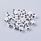 Letter Acrylic Beads, Cube, White, Letter A, Size: about 7mm wide, 7mm long, 7mm high, hole: 3.5mm, about 2000pcs/500g
