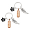 NBEADS 2 Pcs Pet Memorial Urn Keychains, Dog Paw Wings Ashes Memorial Key Ring Pet Memorial Ash Holder Key Chain for Cremation Keepsake Memorial Pet Ashes, Rose Gold
