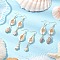 3Pairs Brass & Shell Dangle Earrings, Oval, Real 18K Gold Plated, Tan, 65~67x14~15mm