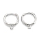 Rack Plating Brass Huggie Hoop Earrings Finding, with Horizontal Loop, Ring, Platinum, 12 Gauge(2mm), 16.5x13.5x2mm, Hole: 1.5mm, Pin: 1mm