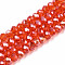 Electroplate Glass Beads Strands, AB Color Plated, Faceted, Rondelle, Orange Red, 4x3mm, Hole: 0.4mm, about 110~115pcs/strand, 39~40cm