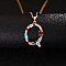 Brass Pave Colorful Cubic Zirconia Initial Pendant Necklaces for Women, Golden, Letter Q, 19.69 inch(50cm)