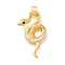 Brass Micro Pave Cubic Zirconia Pendants, Snake Charms, Real 18K Gold Plated, 26x14x4mm, Hole: 1.8mm