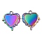 304 Stainless Steel Pendant Cabochon Settings, Melting Heart, Rainbow Color, Tray: 14x13mm, 21.5x19.5x2mm, Hole: 3mm