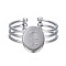 Non-Tarnish 304 Stainless Steel Open Cuff Finger Ring Cabochon Settings, Oval, Stainless Steel Color, US Size 8 3/4(18.7mm), Tray: 8.2x10.2mm