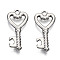 Non-Tarnish 304 Stainless Steel Pendants, Heart Key, Stainless Steel Color, 22x10x2mm, Hole: 1.6mm