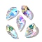 Glass Pendants, Leaf, AB Color, Faceted, Clear AB, 27.5x14.5x9mm, Hole: 1.4mm