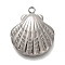Anti-Tarnish 304 Stainless Steel Pendants, Shell Shape Charm, Stainless Steel Color, 17.5x15x3.7mm, Hole: 1.4mm