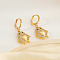 Fashionable Brass Clear Cubic Zirconia Bird with Heart Hoop Earrings, Golden, 32x14mm