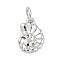 Rack Plating Brass Pendants, Conch Charms, Long-Lasting Plated, Lead Free & Cadmium Free, with Jump Ring, Platinum, 11x7.5x2mm, Hole: 3mm