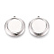 304 Stainless Steel Pendant Cabochon Settings, Flat Round, Stainless Steel Color, Tray: 17mm, 26x23.5x3mm, Hole: 1.5~1.6mm