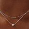 Brass Double Layer Small Letter Pendant Necklaces for Women, Platinum, Letter M, 15.75 inch(40cm)