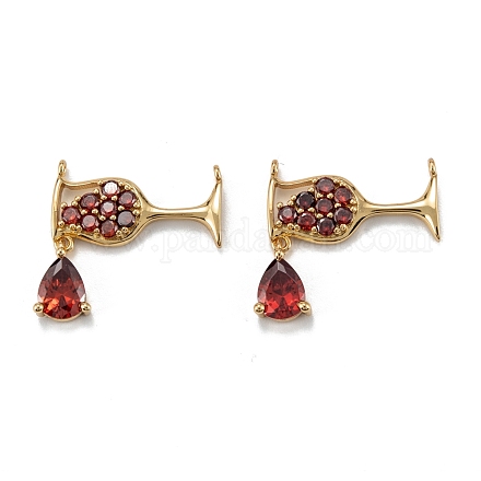 Кулоны из латуни с микропейвом и красным кубическим цирконием ZIRC-P086-28G-1
