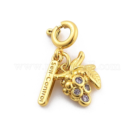 Латунный кулон с фруктами из стразов HJEW-P020-01F-G-1