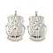 Non-Tarnish 304 Stainless Steel Pendants, Waistcoat Charm, Stainless Steel Color, 21.5x13x2.5mm, Hole: 1.5mm