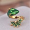 Enamel Dragon Open Cuff Ring, Gold Plated Alloy Gothic Ring for Women, Dark Green, US Size 8 1/2(18.5mm)