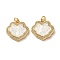 Brass Micro Pave Cubic Zirconia with Synthetic Opal Pendants, with Jump Ring, Cadmium Free & Lead Free, Real 18K Gold Plated, 17.5x18x3.5mm