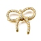 Brass Micro Pave Clear Cubic Zirconia Bowknot Multi-Strand Links, Long-Lasting Plated, Cadmium Free & Lead Free, Rack Plating, Real 18K Gold Plated, 21x22.5x4.5mm, Hole: 1.2~1.4mm