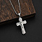Triple Layered Cross 304 Stainless Steel Pendant Necklaces for Men, Stainless Steel Color, 21.65 inch(55cm)