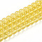 Baking Paint Transparent Glass Beads Strands, Round, Gold, 8~8.5mm, Hole: 1.4mm