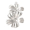 Brass Fold Over Clasps, Cadmium Free & Nickel Free & Lead Free, Flower, Platinum, 34mm