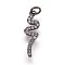 Brass Micro Pave Cubic Zirconia Pendants, Twist, Gunmetal, 20.5x6x2mm, Hole: 3mm