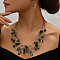 Bohemian Style Alloy & Shell Nuggets Beaded Multilayer Necklaces & Dangle Earrings Sets, Black, 440mm