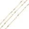 Handmade Brass Cable Chains, with Clear Cubic Zirconia Charms, Soldered, with Spool, Long-Lasting Plated, Round & Rectangle, Golden, 8.5~15x2.5~3.5x0.5~2mm, 32.8 Feet(10m)/roll
