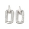 Brass Micro Pave Cubic Zirconia Pendants, Rectangle, Rack Plating, Long-Lasting Plated, Lead Free and Cadmium Free, Platinum, 18.5x10.5x2.5mm, Hole: 5x4mm