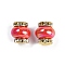 Brass Beads, Cadmium Free & Lead Free, with Rhinestone & Resin, Golden, Crimson, 14.5x13.5mm, Hole: 3.5mm