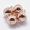 925 Sterling Silver Magnetic Clasps, with 925 Stamp, Round, Rose Gold, 12x8mm, Hole: 1mm
