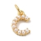 Rack Plating Brass with ABS Plastic Imitation Pearl Charms, Long-Lasting Plated, Lead Free & Cadmium Free, Real 18K Gold Plated, Letter C, 10.5x7.5x3mm, Hole: 3mm