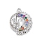 Brass Micro Pave Cubic Zirconia Pendants, Cadmium Free & Nickel Free & Lead Free, Face Charms, Real Platinum Plated, 20x16x2.5mm, Hole: 1.6mm