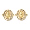 Rack Plating Brass Cubic Zirconia Virgin Mary Oval Connector Charms, Long-Lasting Plated, Lead Free & Cadmium Free, Real 18K Gold Plated, Clear, 22.5x24x3.5mm, Hole: 1.4mm