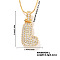 Elegant Brass Micro Pave Clear Cubic Zirconia 3D Initial Necklaces, Perfect Gift for Her, Golden, Letter L, 15.75 inch(40cm)