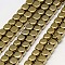 Electroplate Non-magnetic Synthetic Hematite Beads Strands, Cube, Grade A, Golden Plated, 3x3x3mm, Hole: 1mm, about 127pcs/strand, 16 inch