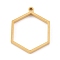 Ion Plating(IP) 304 Stainless Steel Open Back Bezel Pendants, Double Sided Polishing, Hexagon, Real 24K Gold Plated, 30.5x24x3mm, Hole: 2mm, Inner Size: about 24x21mm