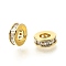 Round Ring Brass Micro Pave Clear Cubic Zirconia Beads, Long-Lasting Plated, Cadmium Free & Lead Free, Rack Plating, Real 18K Gold Plated, 8.5x3mm, Hole: 3.6mm