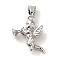 Rack Plating Brass Pendants, Cadmium Free & Lead Free,Long-Lasting Plated, Angel, Platinum, 19x14x5.5mm, Hole: 5x3.5mm