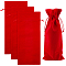 Beebeecraft 4Pcs Wine Bottle Drawstring Bag Velvet Red Rectangle Pouches Gift Pack Reusable Bottle Covers for Christmas Birthday Party Present Favors 14.8 x 5.9 Inch
